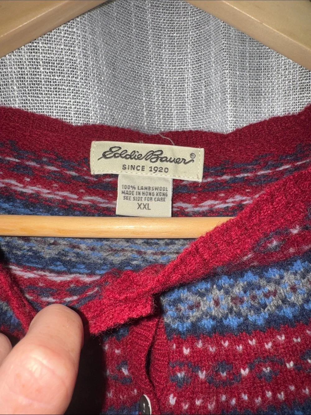 Eddie Bauer 100% Lambs Wool | Women’s Red Fair Isle Yoke Sweater XXL